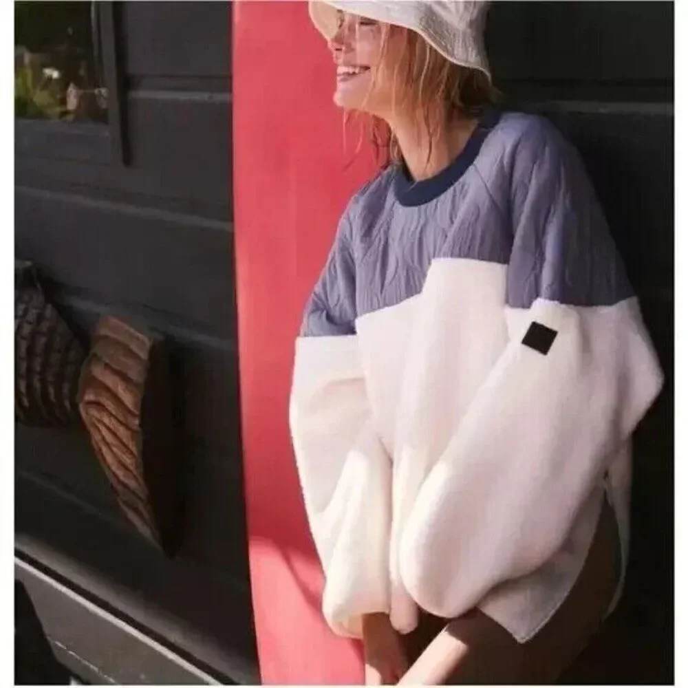 Free People Movement Drifter Quilted Fleece Long Sleeve Pullover‎ Size XS White